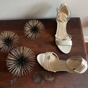 Nine West women’s ivory wedge 3 inch heels- size 9 1/2M.